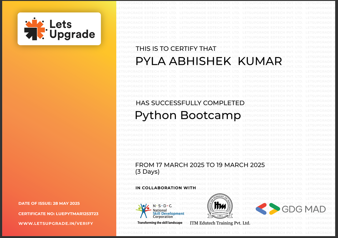 Python Bootcamp Certificate